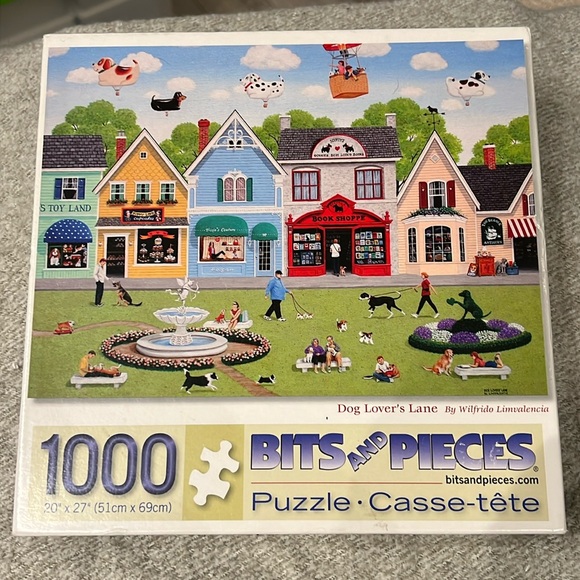🔴3/$20🔴Bits and Pieces Jigsaw Puzzle Dog Lover's Lane - Picture 1 of 3